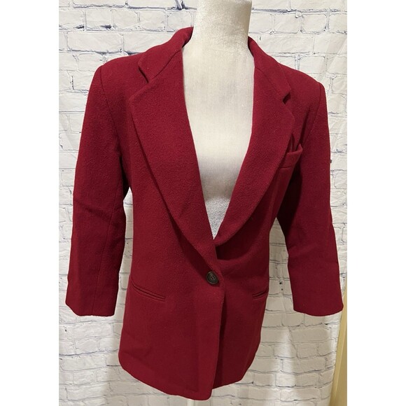 Vintage Gitano One Button Blazer Jacket 90s Wool Blend Red Womens Small - Picture 1 of 9